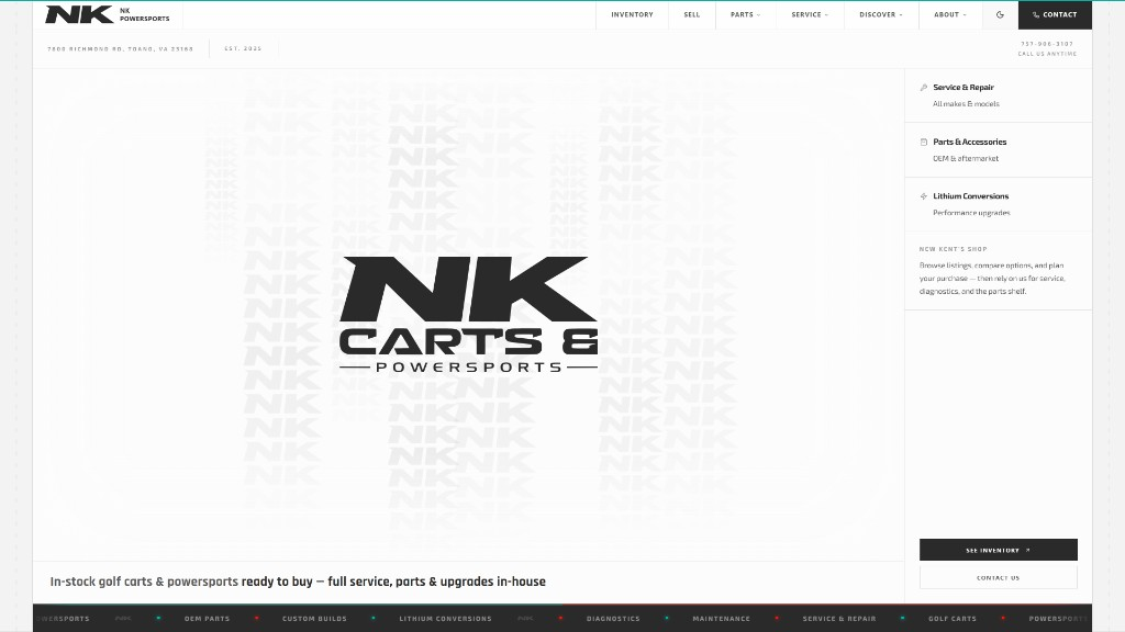 NK Powersports custom dealer website homepage
